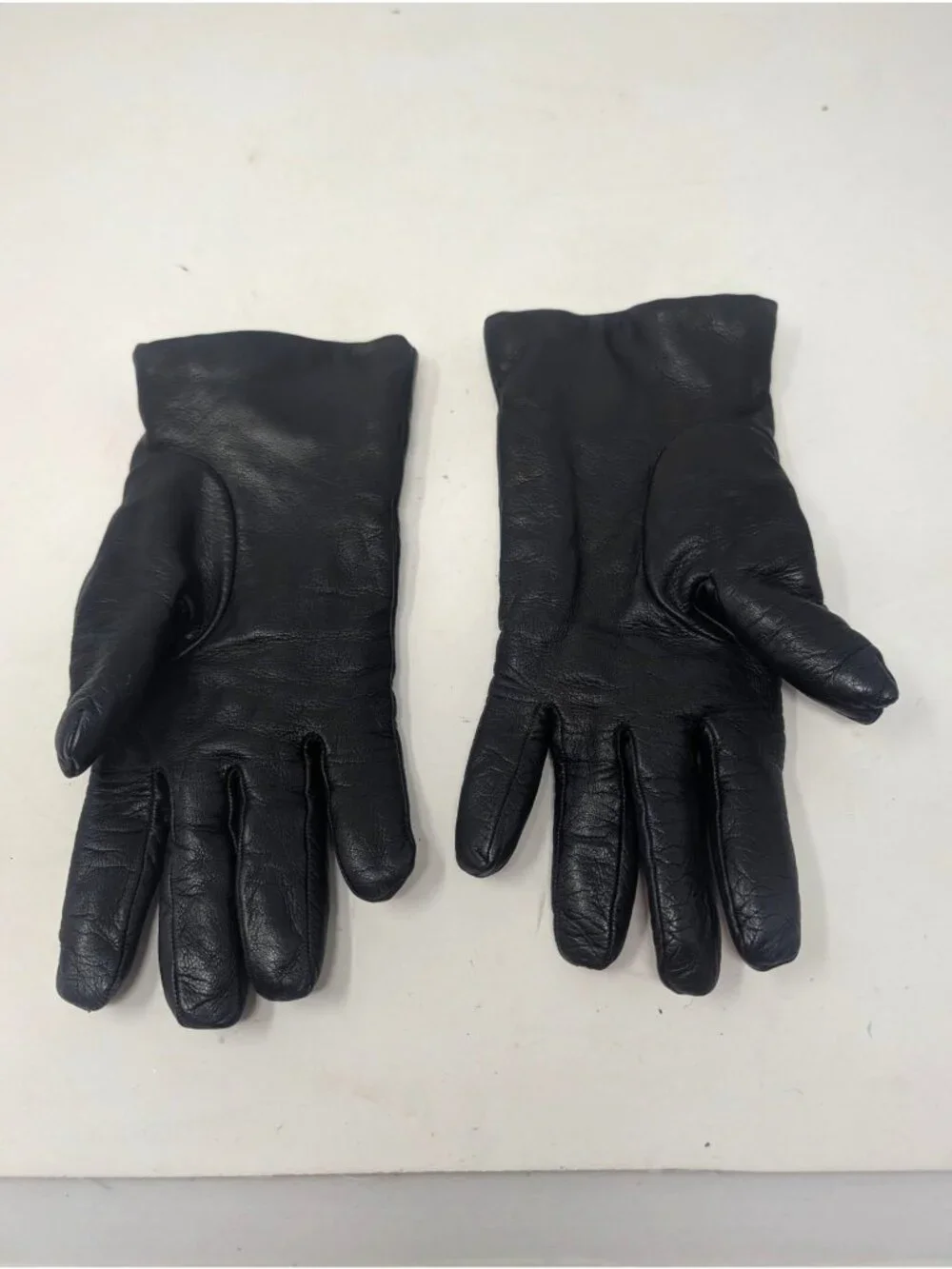 Vintage Y2K Moschino Black Leather Gloves Medium Italy Lambswool